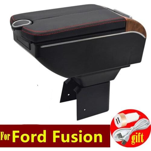For Ford Fusion Armrest box Double doors open 7USB Centre Console Storage Box Arm Rest