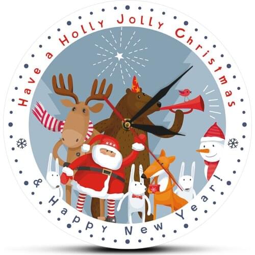 Have A Nice Christmas Holiday Times Modern Wall Clock Cartoon Style Christmas Silent Quartz Hanging Wall Watch