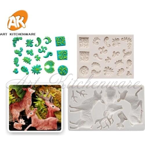 Animal Deer & Deer Head Patterns Silcone Mold Cake Decorating Tools Set Silicone Chocolate Mould Cake Tool