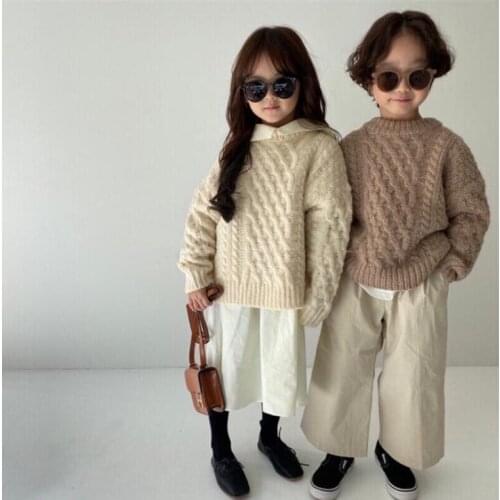 2021 new arrival girls boys knitted sweaters autumn fashion kids full sleeve pullover sweaters
