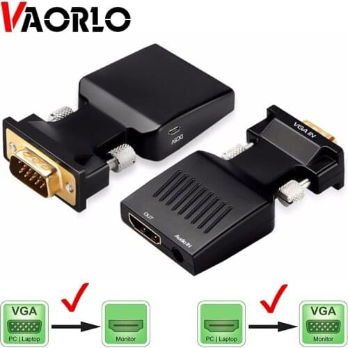 VAORLO VGA to HDMI-compatible Converter Adapter 1080P VGA HDMI-compatible For PC to HDTV-compatible Projector Video Converter