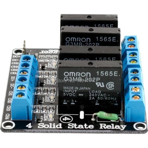 WQScosea Q8S-178 DC 5V 4 Channel Low Level Signal Trigger SSR G3MB-202P Solid State Relay Module with Resistive Fuse for Arduino