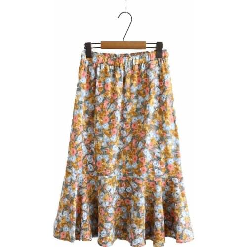 Plus size floral print women Mermaid skirt 2021 new casual summer high waist ladies soft skirt female