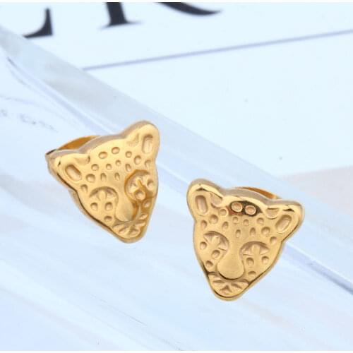 OUFEI Wholesale Stainless Steel Leopard Head Earrings For Women Brincos Earings Fashion Jewelry Men Korean Earrings 2019