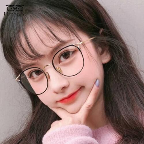 Instagramable Myopia Glasses for Women Men Anti Blue LIght Cat Eye Round Eyeglasses Gold Metal Frame Trendy Female Male Eyewear