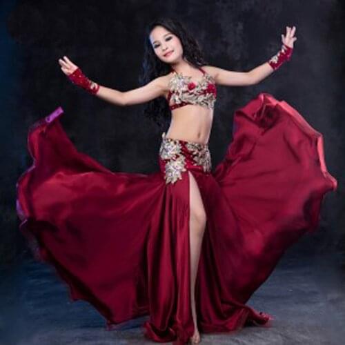 New Arrival Luxury kids child Belly Dance Costumes Sexy 2pcs Bra+Skirt Oriental Dancing Performance Outfit Suits S/M/L 3 Sizes