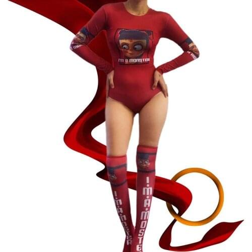 Women New Print Graffiti I'M A MONSTER Sexy Jumpsuit Stretch Prom Party Stage Outfit Show Performance CostumeHalloween Jumpsuit