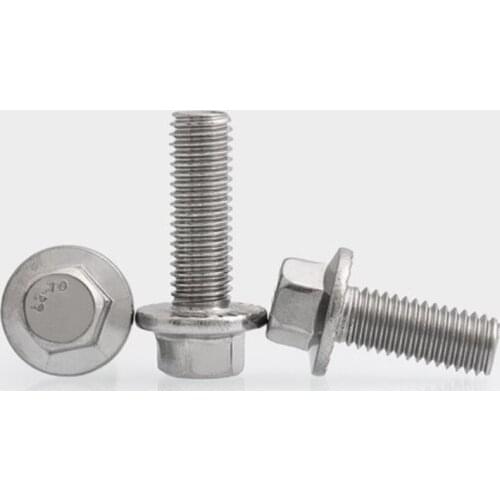 1/10pcs M5 M6 M8 M10 M12 A2-70 304 Stainless Steel GB5787 Hexagon Head with Serrated Flange Cap Screw Hex Washer Head Bolt