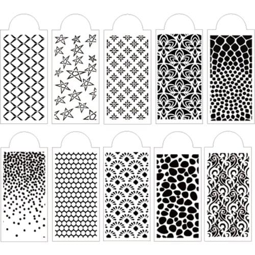 10pcs DIY Geometric Shape Drawing Stencils Templates Embossing Paper Card Painting Scrapbooking Stamp Album Decor