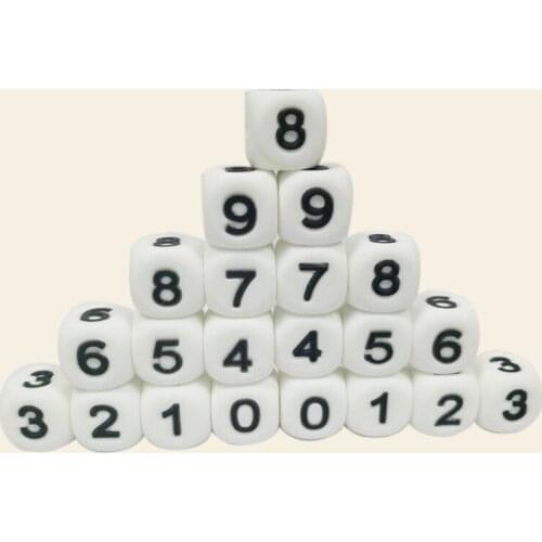 10pcs Arabic Numerals Silicone Cube Food Grade Beads Chupetero Personalizado Baby Nipple Holders Accessories DIY Personalized