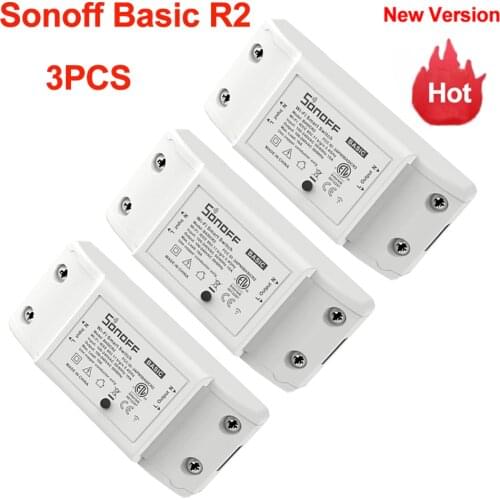 3PCS Sonoff BasicR2 Wifi Smart Switch Smart Home Automation Module Wireless Relay DIY Timer Switch Via Ewelink APP 10A 2200W