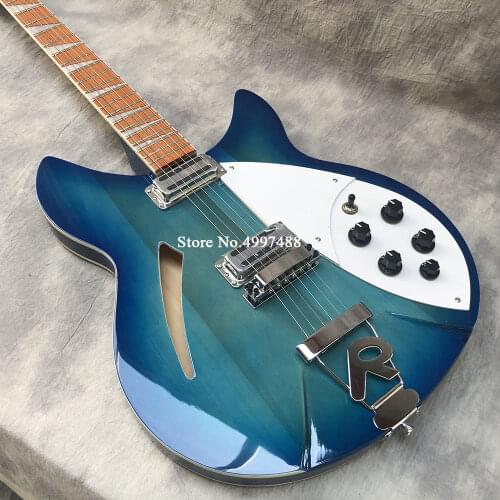 360 electric guitar, 6 string electric guitar, blue paint half-empty core guitar, neck 3 spelling, R bridge, real photos