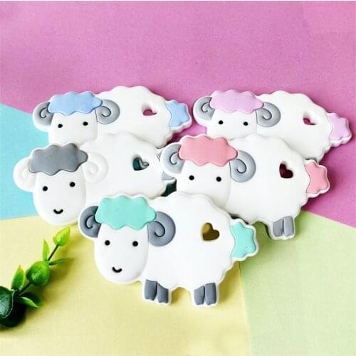 5/10pcs sheep Silicone Baby Teethers BPA Free Cute Infant DIY Ring Teether Toddler Chewing infant Teething Toys