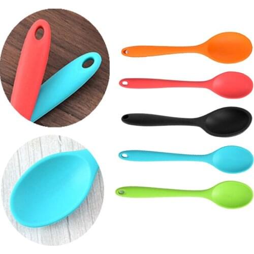 5 Colors Training Feeding for Kids Toddlers Children and Infants BPA Free Small Silicone Soup Spoons Serving Spoons