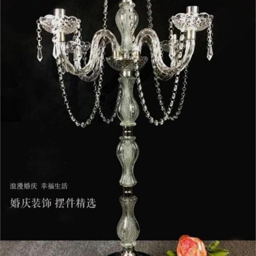 Acrylic Crystal candelabras wedding candle holder Table centerpiece