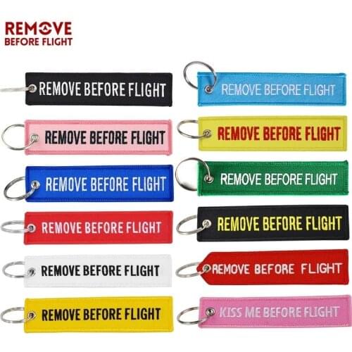Remove Before Flight Key Chain Motorcycles and Car Embroidery customize Keychain Keyring Aviation Gifts Tags Label sleutelhanger