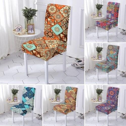 Mandala Chair Cover Banquet Stretch Chair Cover Modern Kitchen Seat Case For Dining Room Wedding Hotel 1/2/4/6 PCS