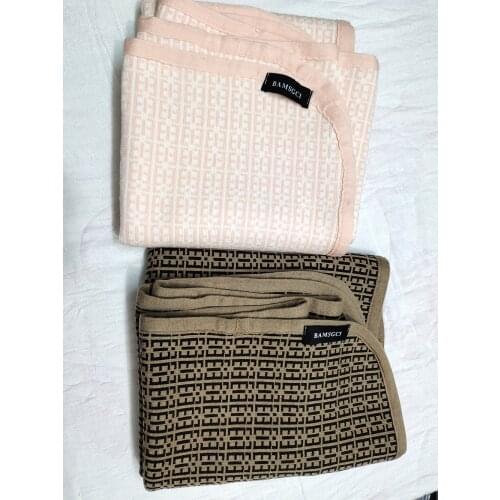 Spring Autumn fashion Brand style Kids Letter f baby blankets Double Jacquard Conditioning Knitted Cotton Boy girl Blanket 95cm