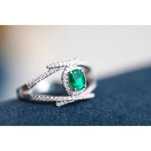 Elegant lovely round Bow Natural green Emerald Ring S925 Silver Natural purple crystal Ring girl Womens party gift fine Jewelry