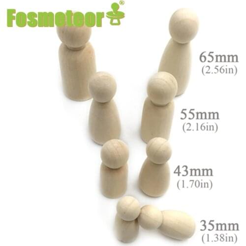 Fosmeteor 8pcs 35-65mm Girl Boy Peg Dolls Solid Hardwood Natural Unfinished Chips-Ready Paint Stain Waldorf Wood Baby Gift Toy
