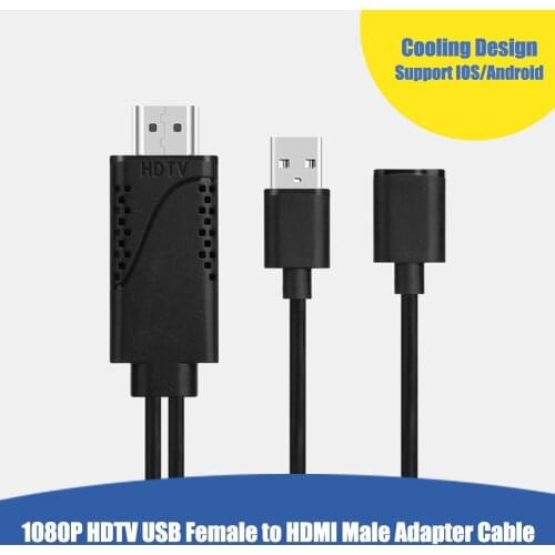 USB Female to HDMI-compatible Male 1080P HDTV TV Digital AV Adapter Cable Wire Converter Cord for IOS Android