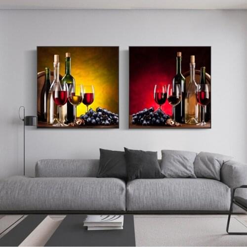 Grape Wine Still Life Art Paintings Print on Canvas Art Posters and Prints Mdern Wine Pictures For Living Room Wall Decoration