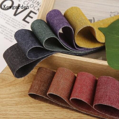 Kewgarden DIY Hairbow Tie Accessories Handmade Tape Sewing Webbing Thick Denim Fabric Ribbons 1" 1.5" 5/8" 38 25 15 10mm 5 Yards