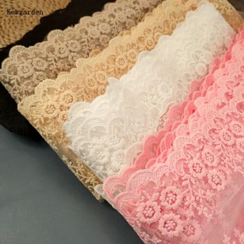Kewgarden DIY Bows Hair Accessories 11cm Embroidered Flower Lace Ribbon Handmade Tape Carfts Sewing 5 Yards