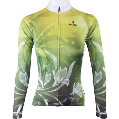 Beautiful Lily Flowers Design Cycling Jerseys BMX MTB road bike clothing Green s - xxl long sleeve bicycle jerseys for women