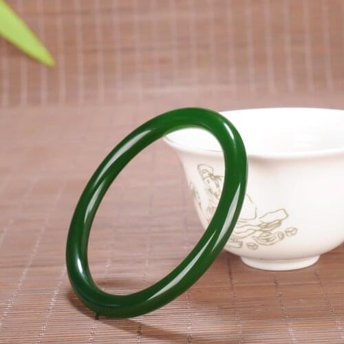 Natural Jadeite Color Hand Carved Round Jade Bracelet Fashion Jewelry Womens Green Jade Bracelet for Women Men