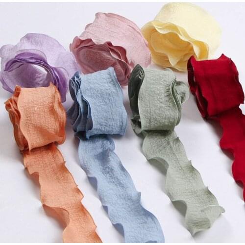 5 yards Wrinkle Wavy Edge Ribbon DIY Bow Hair Accessories Clothing Decoration Trim Gift Bouquet Packaging Material