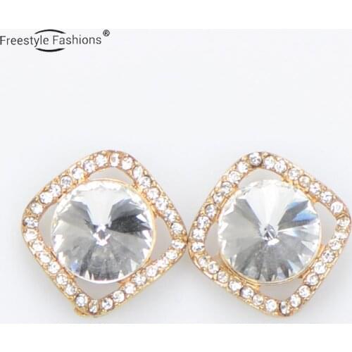 Fashion classic Satellite stone square stud earrings for women