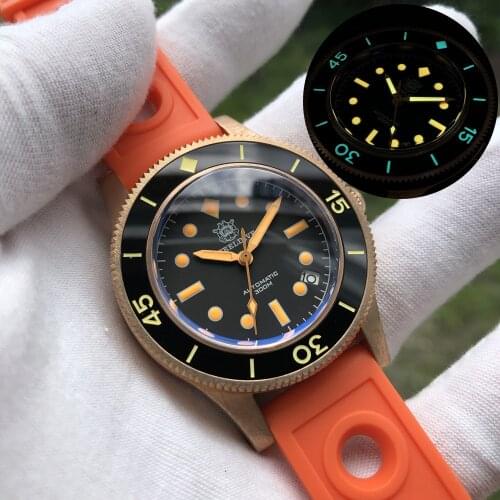 STEELDIVE mens automatic watches men diver watch bronze sport wristwatch 300m waterproof C3 luminous clock sapphire dive bezel