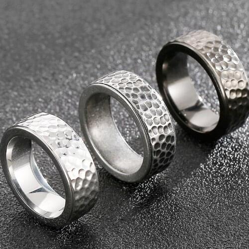 Solid 316L Stainless Steel Mens Finger Rings Rockers Titanium Ring For Men Women Size 7-13 Vintage Male Jewelry Wedding Band