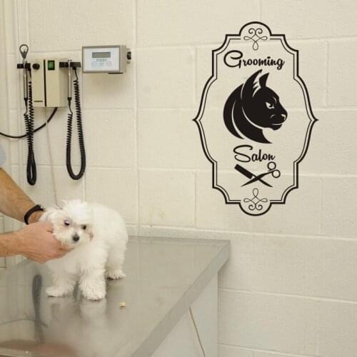Cat Grooming Salon Decal Pet Shop Sticker Decal Posters Vinyl Wall Art Decals Parede Decor Mural Pet Clinic Shop Sticker