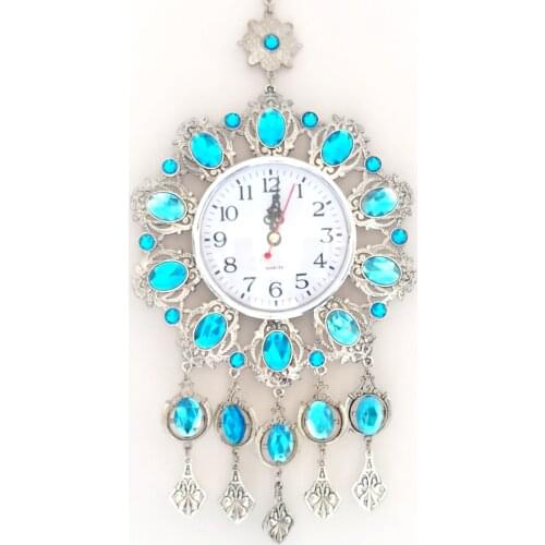 Turquoise Stone Silver Plated Tarnish Small Wall Clock