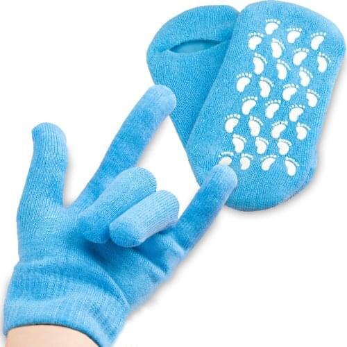 1Pair Socks Gloves Set Hands Feet Skin Whitening Care Beauty Spa Treatment Hydrating Cool Soft Cotton Heel Booties
