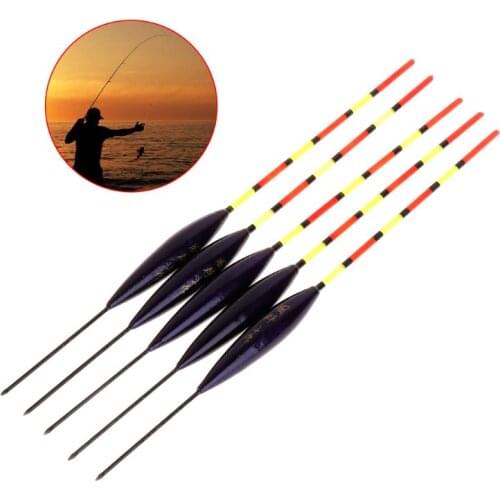 2021 New 5 Pcs/Set Fishing Float Buoy Barr Wood Fluorescent Tail Stick Floating Wooden Tackle Ice Fishing Carp Luminous