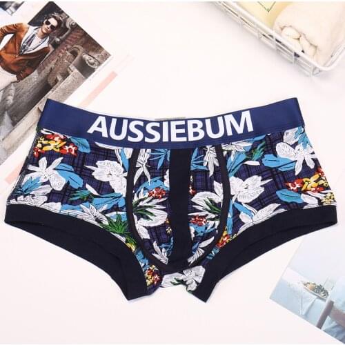 AUSSIEBUM New mens boxers jockstrap Male Korean version of underwear boxers youth trend elastic couples underwear