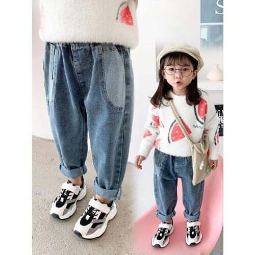 Spring New Childrens All-Match Fashion Pants Baby Trousers Hyuna Style Jeans Trend