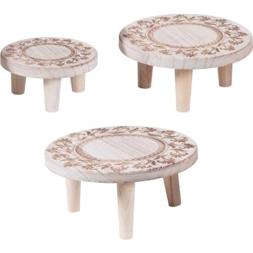 Printed Solid Wood Stool Flower Pot Stand Round Bench Plant and Succulent Flowerpot Base Holder Display Stand Stool Home