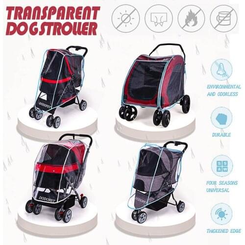 Outdoor Pet Dog Strollers Cover Transparent Dog EVA Carrier Cover Pet Dry Comfortable in Rains Snowing Dogs for Rain Wind Proofs