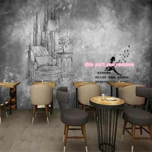 Retro Gray Cement Wall Background Wall Paper 3D Cafe Restaurant Lounge Bar Industrial Decor Mural Wallpaper 3D Papel De Parede