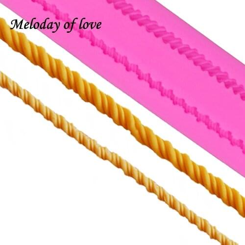 Long Rope Shape lace chocolate wedding cookies cake decorating tools DIY baking fondant silicone mold T0154