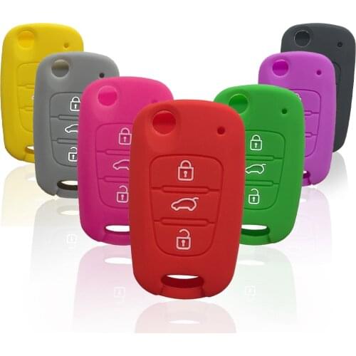 Silicone Car Key Cover Case For Kia Sportage Sorento Ceed Rio Key Holder For Hyundai I20 I30 Solaris Ix35 Car Key Case Cover Set
