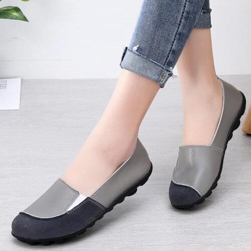 Genuine Leather Women Flats Loafers Shoes Casual Slip On Walking Shoes Woman Ballet Flats Sneakers Slip On Ladies Flat Shoes New