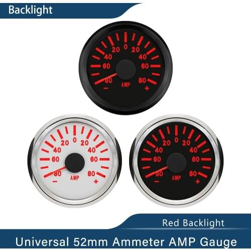 2" Universal Ammeter AMP Gauge Ampere Meter +/-80A With Current Sensor 9-32V With Red Backlight