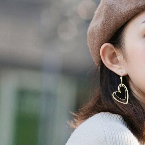 Japan and South Korea new fashion asymmetrical tassel love earrings women 2021 fashion temperament earrings earrings women