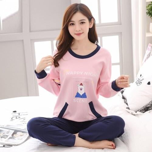 Women 2019 autumn and winter Korean ladies new long sleeve trousers two piece student spring cotton women pajama sets pajama set