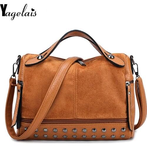 2019 Shoulder High Quality Crossbody Bags For Women Messenger Bags Vintage Leather Bags Handbags Women Rivet New Style